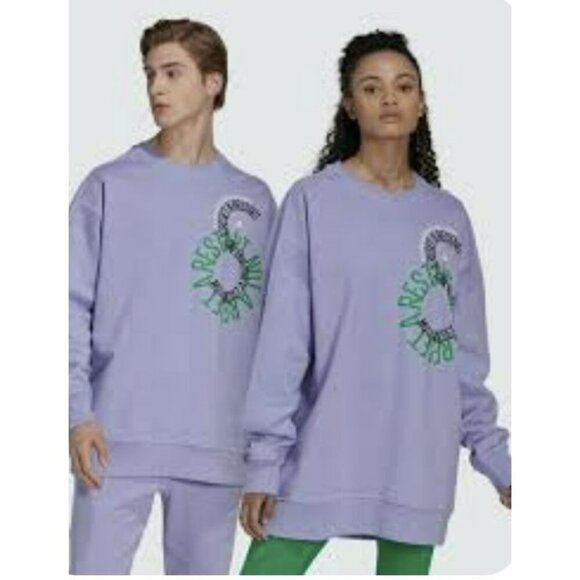 Adidas Stella McCartney Lavender Unisex Graphic Sweatshirt Medium NWT - Picture 2 of 7